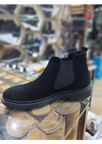 Siyah Süet Chelsea Deri Kaymaz Taban Erkek Bot fiyatları