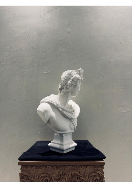 Dekoratif Apollo Büst Heykel – Beyaz Polyester Antik Roma Yunan Tasarım fiyatları