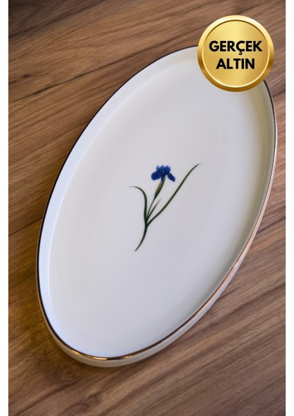 Porselen Natura Iris Altın Yaldızlı Oval Kayık 32,50X17X2,50CM Tekli fiyatları