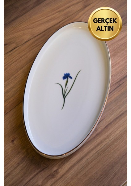 Porselen Natura Iris Altın Yaldızlı Oval Kayık 32,50X17X2,50CM Tekli modelleri