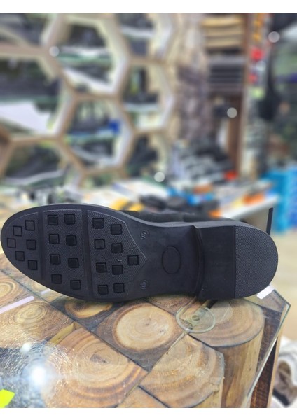 Siyah Süet Chelsea Deri Kaymaz Taban Erkek Bot indirimleri