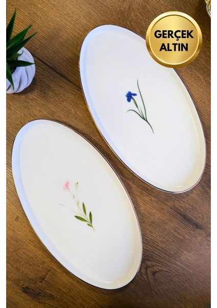 Porselen Natura Karma Altın Yaldızlı Oval Kayık 32,50X17X2,50CM 2 Parça fiyatları
