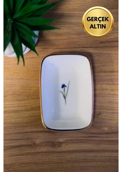 Porselen Natura Iris Altın Yaldızlı Dikdörtgen Kayık Tabak 12X8,50CM Tekli fiyatları