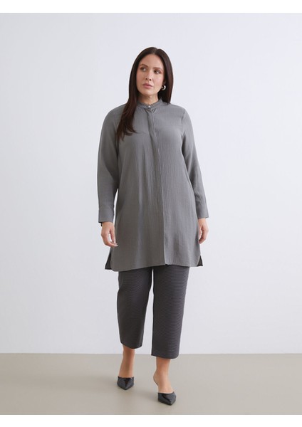 Yeni Sezon Hakim Yaka Dokulu Kadın Gömlek Tunik fiyatları