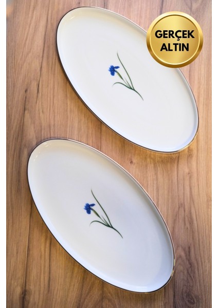 Porselen Natura Iris Altın Yaldızlı Oval Kayık 32,50X17X2,50CM 2 Li fiyatları