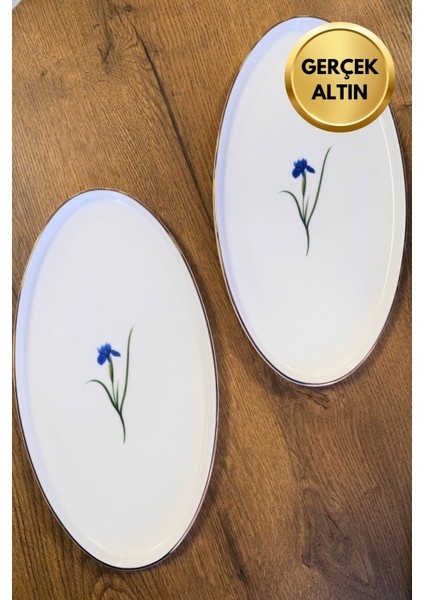 Porselen Natura Iris Altın Yaldızlı Oval Kayık 32,50X17X2,50CM 2 Li modelleri