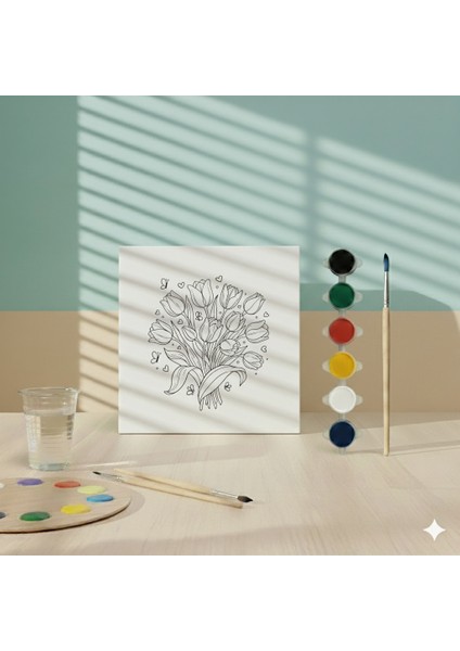 Çocuklar Için Lale Buketi Temalı Eğitici ve Eğlenceli Boyama Seti