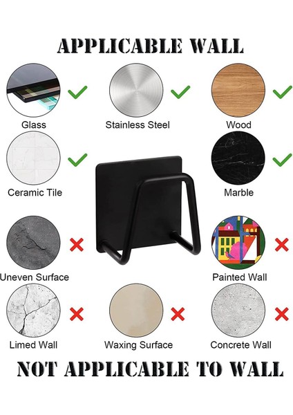 Vıvo 1 Adet Siyah Bulaşık Süngeri Tutacağı Yapışkanlı Paslanmaz Çelik Bulaşık Sünger Tutucu Askı W-1 modelleri