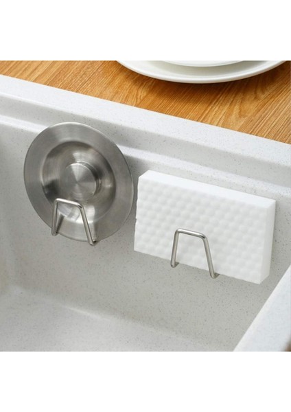 Vıvo Bulaşık Süngeri Tutacağı Paslanmaz Çelik Yapışkanlı Sünger Tutucu Çok Amaçlı Askı 2 Adet W-1