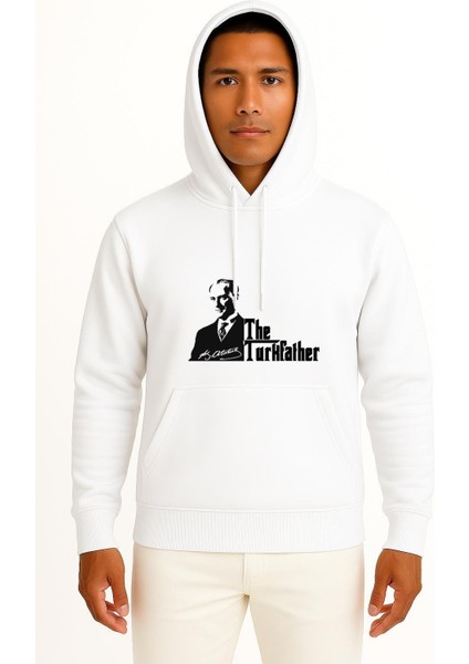 Kapüşonlu The Turkfather Mustafa Kemal Atatürk Göğüs Baskılı Unisex Sweatshirt
