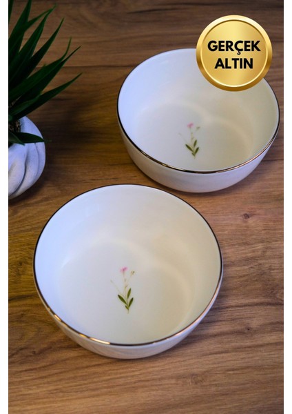 Porselen Natura Çuha Altın Yaldızlı Kase 13,50X4CM 460CC 2 Li