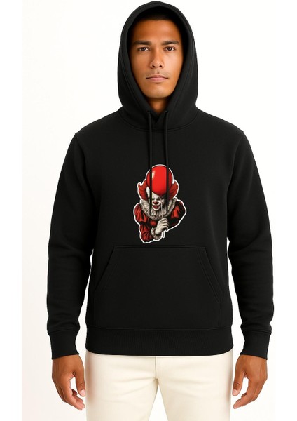 Kapüşonlu Pennywise Göğüs Baskılı Unisex Sweatshirt