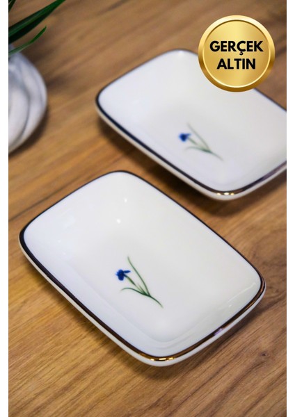 Porselen Natura Iris Altın Yaldızlı Dikdörtgen Kayık Tabak 14X9,8CM 2 Li fiyatları