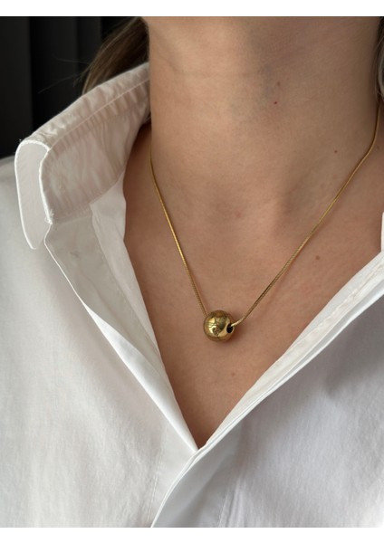 Tek Zincirli Çelik Top Kolye