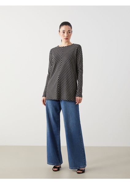 Yeni Sezon Bisiklet Yaka Çizgili Oversize Kadın Tunik fiyatları