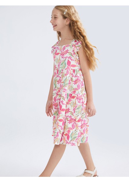 Yeni Sezon Kare Yaka Ekose Kız Çocuk Elbise