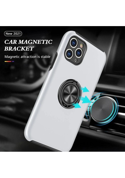iPhone 11 Pro Max Kılıf Elit Yüzüklü Kapak - Gümüş indirimleri