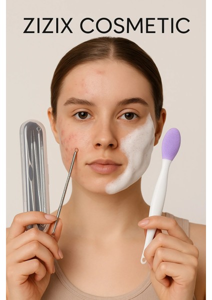 Siyah Nokta Temizleme Çubukları + Burun-Yüz Temizleme & Dudak Peeling Fırçası Seti