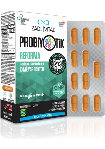 Probiyotik Reforma Takviye Edici Gıda 30 Bitkisel Kapsül - Dezenfektan Hediyeli (%72 Alkol)