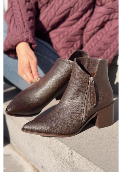 Mirno Kadın Kovboy Bot Acıkahve Desenli Mat Deri modelleri