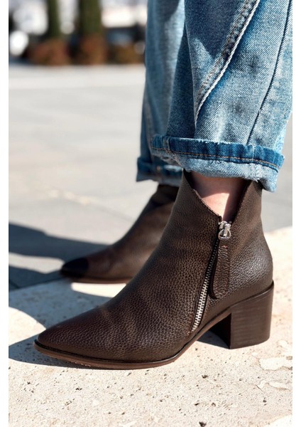 Mirno Kadın Kovboy Bot Acıkahve Desenli Mat Deri fırsatları