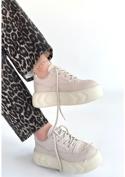 Emwa Bej Cilt Bağcıklı Spor Ayakkabı fiyatları