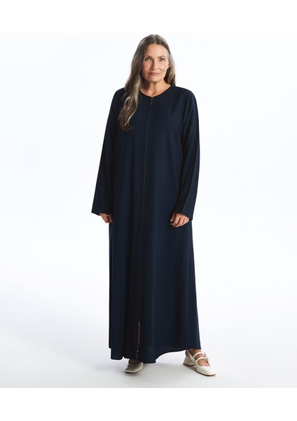 Yeni Sezon Bisiklet Yaka Düz Uzun Kollu Elbise