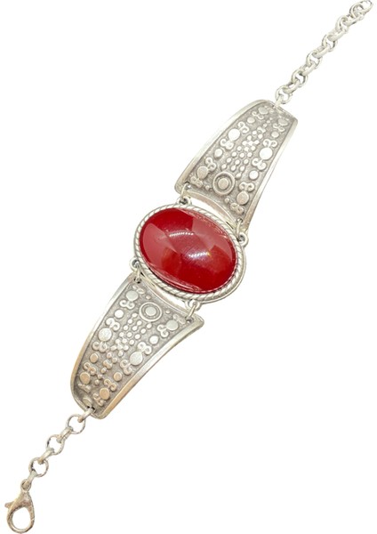 Eski Dünyanın Cazibesi, Modern Stilin Vazgeçilmezi , Kırmızı Akrilik Taş, Döküm Üzerinde Gümüş Kaplama Otantik Bileklik (BLK3013) fiyatları