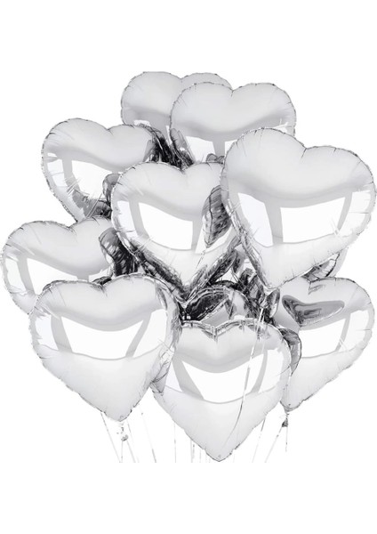 Bfs Metalize Parlak Gümüş Şekilli Kalp Uçan Balon Folyo 45 cm 10 Adet fiyatları