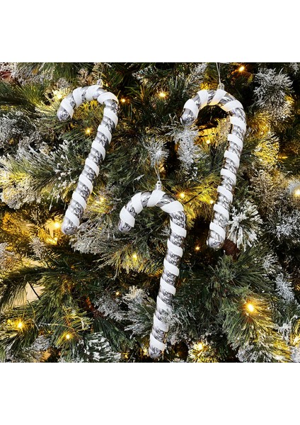 2 Adet Baston Şeker Kamışı Yılbaşı Ağaç Süsü Büyükboy Yılbaşı Süsü fiyatları