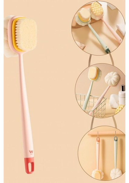 Uzun Saplı Masaj Etkili Çift Taraflı Banyo Süngeri ve Duş Fırçası fırsatları