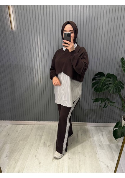 Çizgili Asimetrik Lyocell P.takım