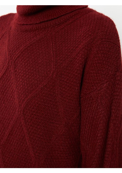 Yeni Sezon Balıkçı Yaka Kendinden Desenli Uzun Kollu Kadın Tunik fırsatları