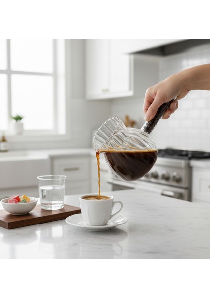Isıya Dayanıklı Cam Cezve - Gerçek Kahve Çekirdeği Kulplu -Çok Şık -400 ml fiyatları