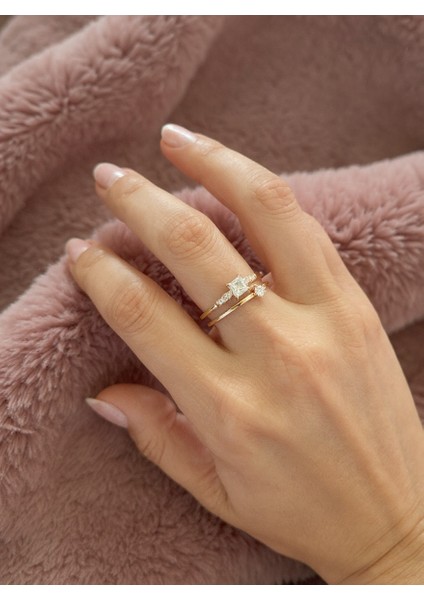 Ayarlanabilir Çelik Çift Taşlı Minimal Yüzük – Gold Renk / Pure Balance Collection fiyatları