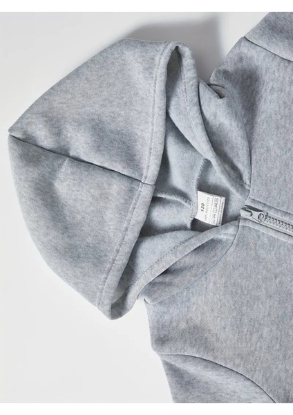 Unisex Baykuş Kahve Baskılı Oversize Sırt Baskılı Fermuarlı Kapşonlu Hırka modelleri