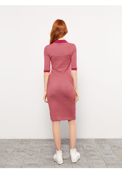 Yeni Sezon Polo Yaka Desenli Kadın Bodycon Elbise indirimleri