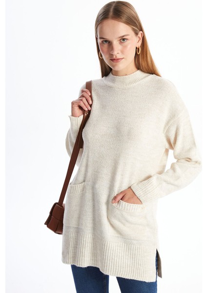 Yeni Sezon Bisiklet Yaka Kadın Triko Tunik