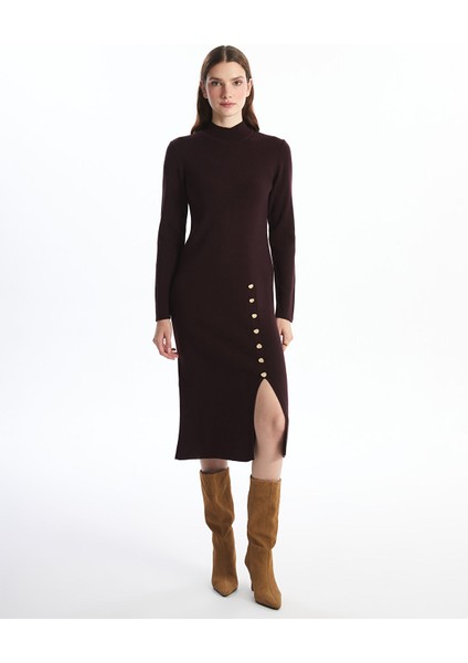 Yeni Sezon Yarım Balıkçı Yaka Kadın Triko Elbise