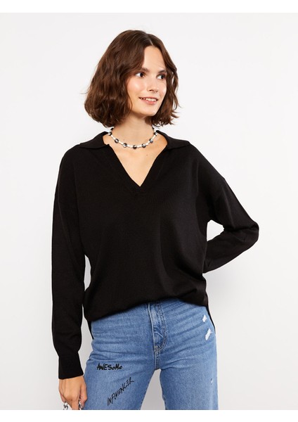 Yeni Sezon Polo Yaka Düz Uzun Kollu Kadın Triko Tunik fiyatları