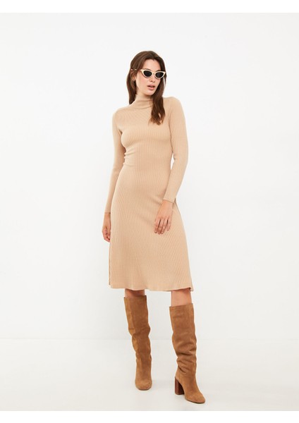Yeni Sezon Yarım Balıkçı Yaka Kadın Triko Elbise
