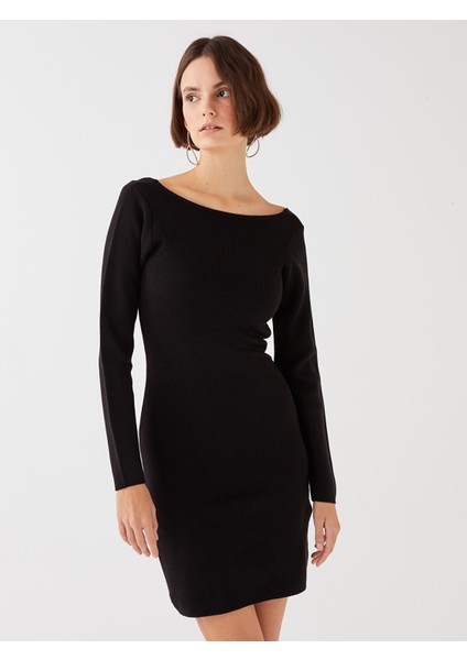 Yeni Sezon Bisiklet Yaka Düz Uzun Kollu Elbise modelleri