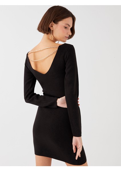 Yeni Sezon Bisiklet Yaka Düz Uzun Kollu Elbise fırsatları