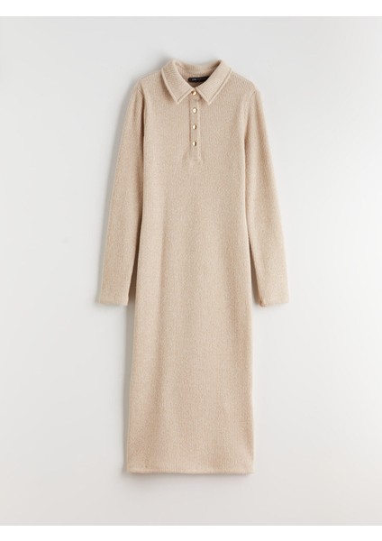 Yeni Sezon Gömlek Yaka Parlak Görünümlü Elbise indirimleri