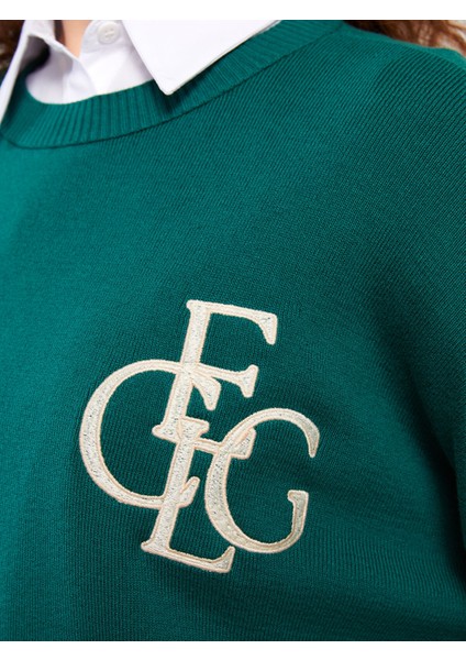 Yeni Sezon Bisiklet Yaka Nakışlı Uzun Kollu Kadın Triko Tunik fırsatları