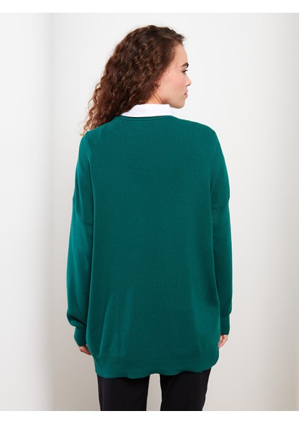 Yeni Sezon Bisiklet Yaka Nakışlı Uzun Kollu Kadın Triko Tunik indirimleri