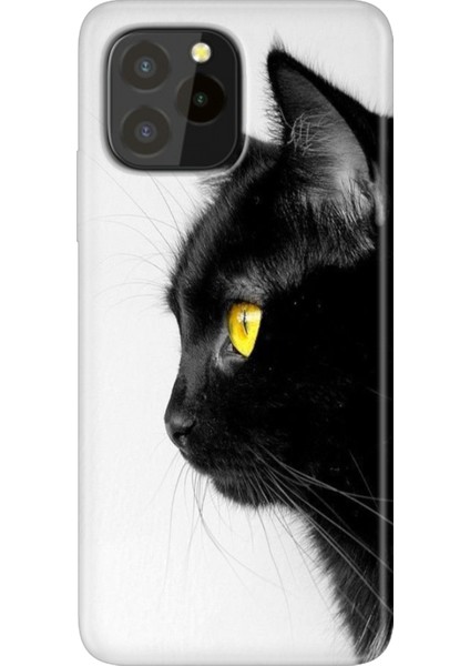 Oukitel C21 Pro / Plus Uyumlu Kılıf Desenli Silikon Renkli Tpu Uv Kedi Bakışı