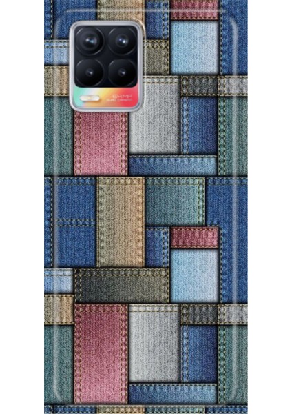 Realme 8 / Realme 8 Pro Kılıf Renkli Esnek Silikon Jean Pattern
