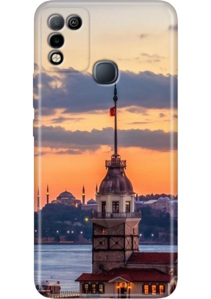 Infinix Hot 10 Play Kılıf Desenli Baskılı Esnek Silikon Kapak Kız Kulesi