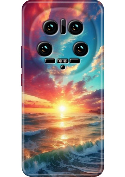 Xiaomi Mi 14 Ultra Kılıf Renkli Rubber Desen Silikon Okyanus